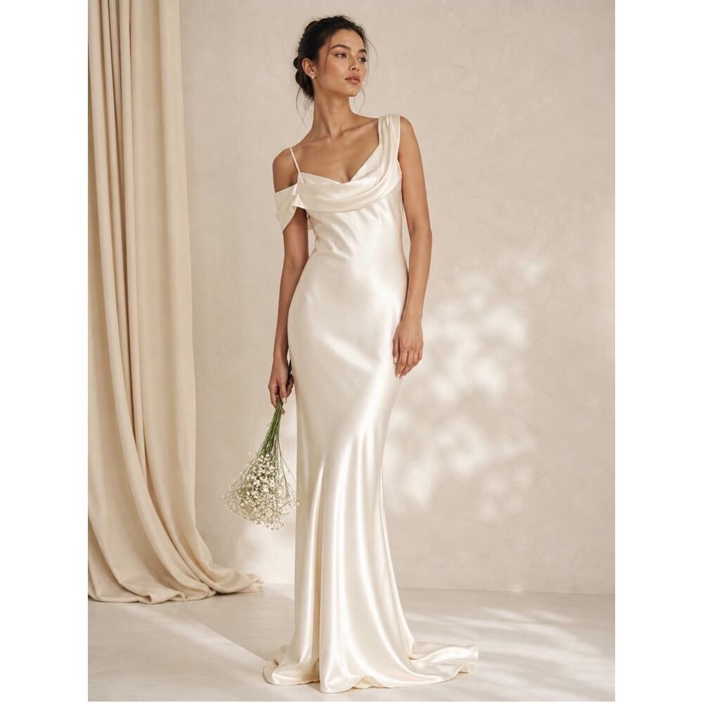 reformation Ronda silk dress Ivory size 2